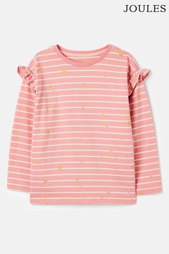 Joules Angelica Pink/Cream Striped Long Sleeve Top (460923) | £16.95 - £20.95