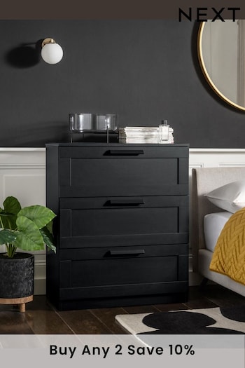 Black Flynn 3 Drawer The Velvet Edit (461114) | £185