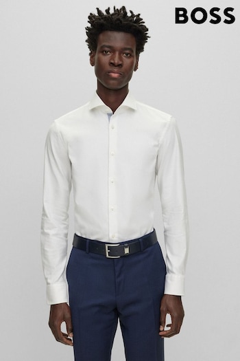 BOSS White Formal Spread Collar Long Sleeve Shirt (461376) | £89