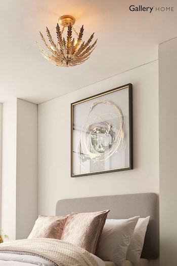 Gallery Home Gold Daphnie Gold Leaf 3 Bulb Ceiling Light (461419) | £209