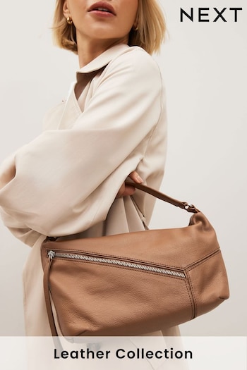 Tan Brown Leather Zip Cross-Body Bag (461866) | £65