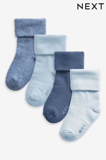 Blue 4 Pack Roll Top Baby Socks (0mths-2yrs) (461964) | £6.50