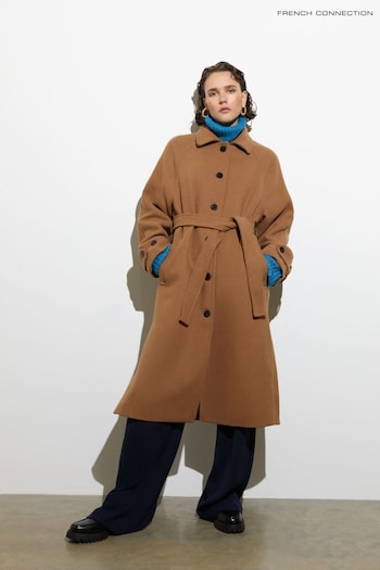 French Connection Brown Fawn Felt Coat (462072) | £195