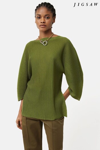 Jigsaw Green Circular Sleeve Knitted Top (462125) | £99