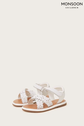 Monsoon Leather Cutwork White Sandals (462204) | £20