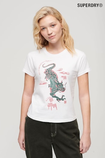 Superdry White Komodo x Kailash Dragon T-Shirt (462418) | £30