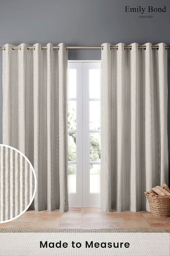 Emily Bond Grey Oscar Stripe Made to Measure Curtains (462489) | £100