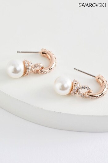 Swarovski White Originally Pierced Earrings Drop Rose Gold Shiny Crystal (462516) | £115