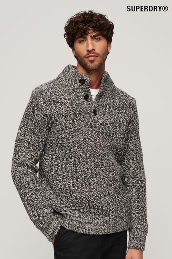 Superdry Grey Chunky Knit Henley Jumper (462632) | £95