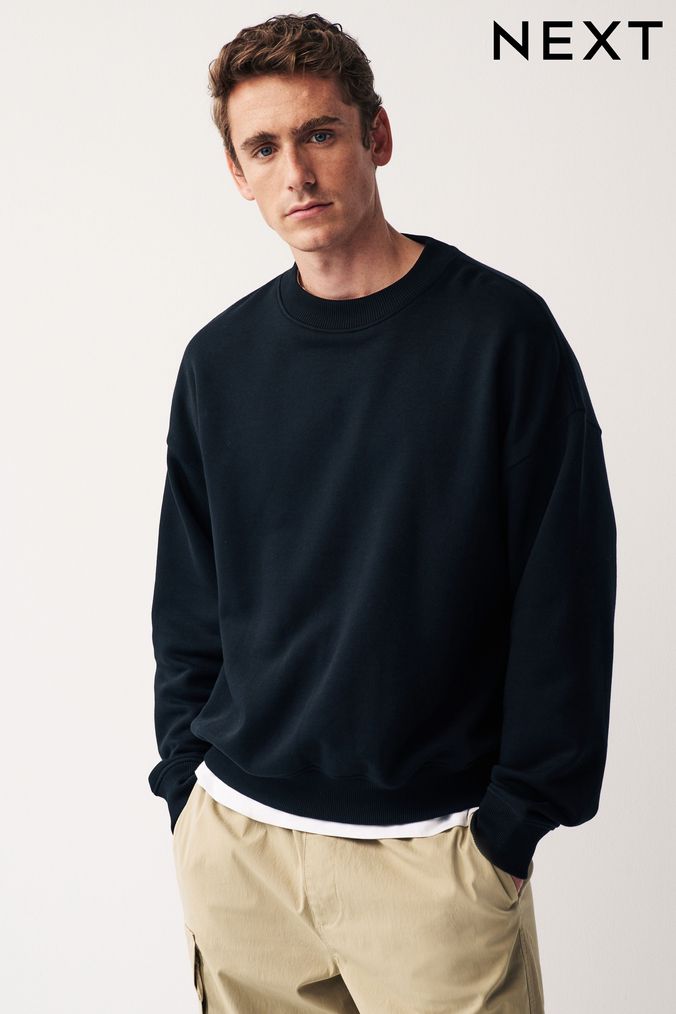 Men's black deals crew neck sweatshirt