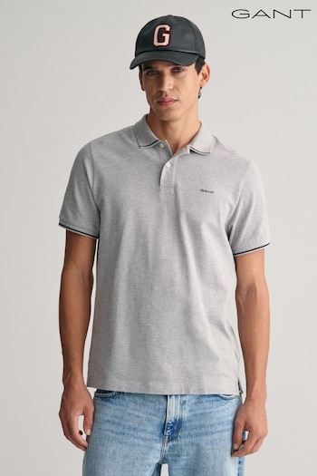 GANT Tipped Piqué Polo Grey Shirt (463361) | £70