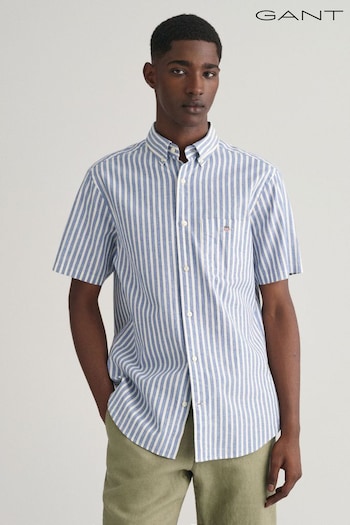 GANT Regular Fit Striped Cotton Linen Shirt (463445) | £95