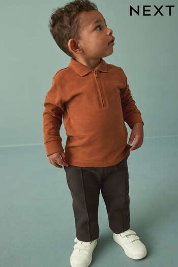 Brown Long Sleeve Pique Polo And Joggers Set (3mths-7yrs) (463455) | £16 - £20