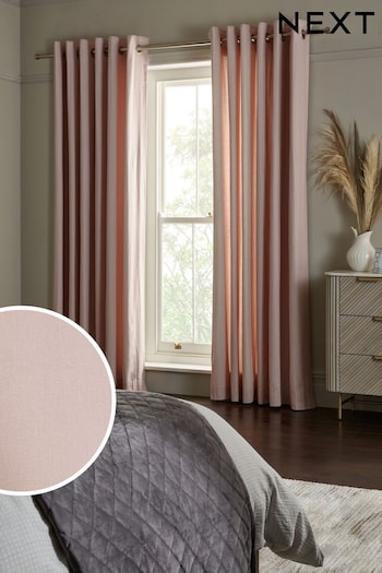 Dusky Pink Cotton Eyelet Lined Curtains (463538) | £20 - £90