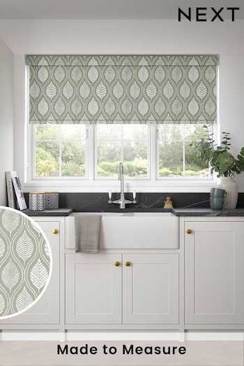 Green Lino Leaf Made to Measure Roller Blind (463688) | £57