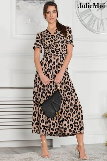 Jolie Moi Quaya Leopard Animal Print Jersey Maxi Dress (463722) | £79