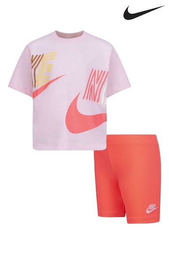 Nike Pink Little Kids Oversized TShirt and Shorts Set (463775) | £32
