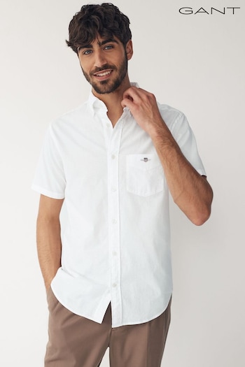GANT Regular Fit Cotton Linen Short Sleeve Shirt (463931) | £95