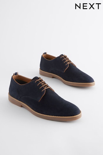Navy Suede Derby Shoes Ballast (463992) | £50