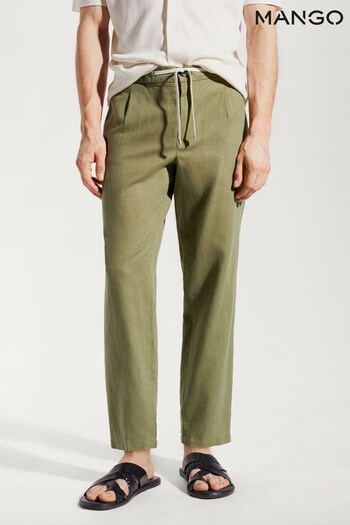 Mango Slim Fit Linen Trousers (464157) | £50