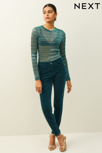 Teal Blue Velvet Skinny Jeans (464472) | £45
