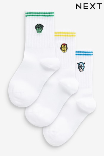 Marvel White Ground Ribbed Socks 3 Pack (464565) | £11 - £13