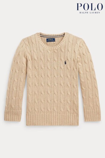 Polo Ralph Lauren Boys Natural Cable Knit Logo Jumper (464698) | £105 - £115