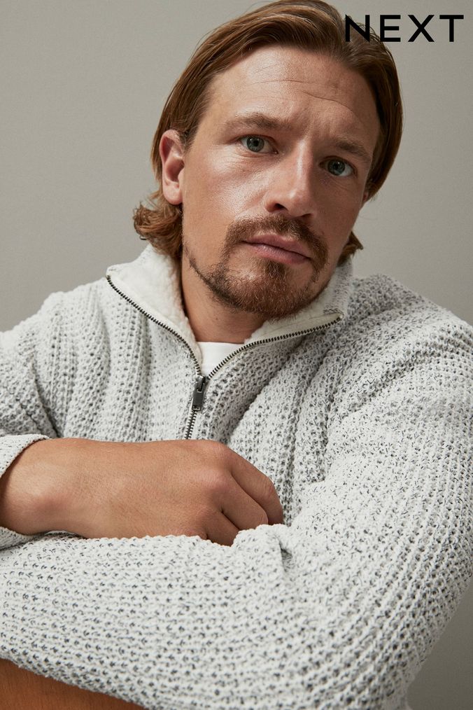 Mens cream half zip cheap sweater