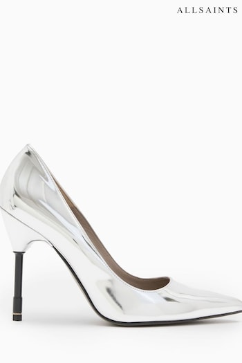 AllSaints Silver Nova Court Shoes (465366) | £199