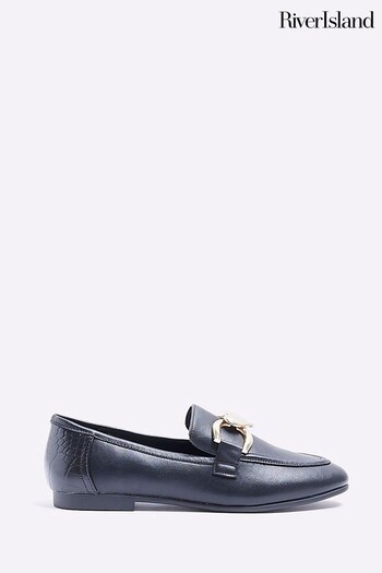 River Island Heart Chain Black Loafers (465450) | £27