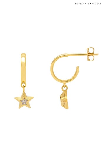 Estella Bartlett Gold Tone Cubic Zirconia Star Hoop Earrings (465903) | £28