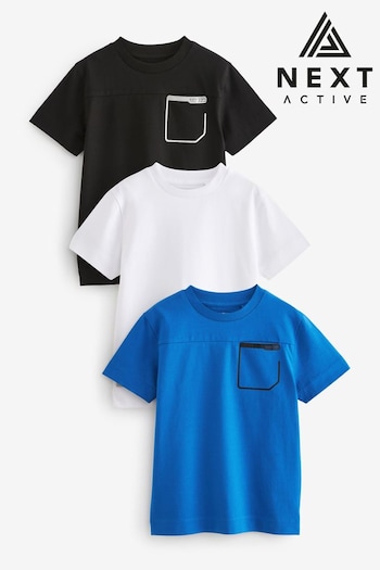 Cobalt Blue/White/Black Sport Pocket Relaxed Fit T-Shirts 3 Pack (3-16yrs) (465961) | £18 - £24
