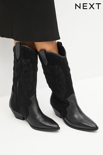 Black Signature Leather Forever Comfort® Stitched Western Boots (466660) | £95