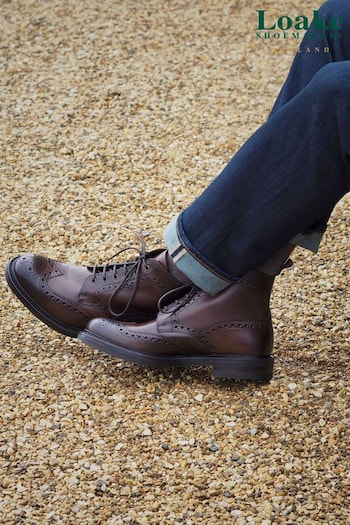 Loake Calf Heavy Dark Brown Brogue Boots (466671) | £290