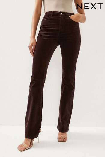 Chocolate Brown Velvet Bootcut Blumenstickerei Jeans (466729) | £48