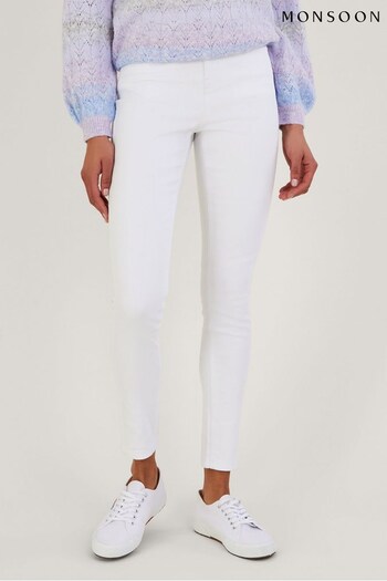 Monsoon Iris Regular-Length Skinny White Jeans with Sustainable Cotton (467099) | £49