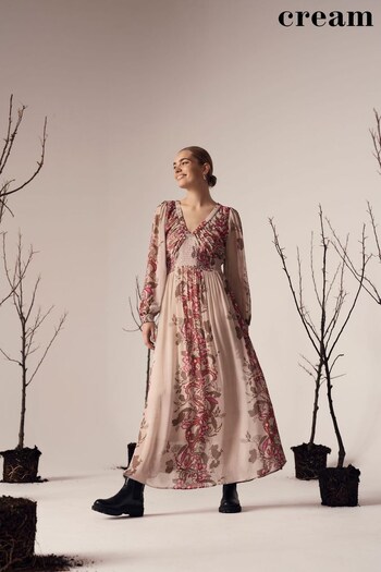 Cream Pink Smilla Long Sleeve Maxi Dress (467353) | £150