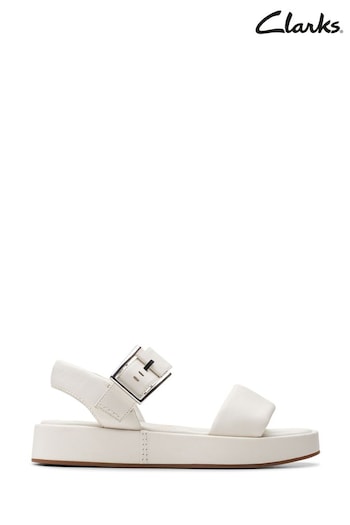 Clarks White Leather Alda Strap Sandals (467433) | £75