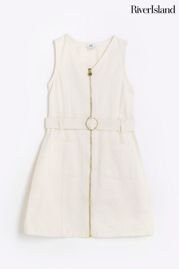 River Island Cream Girls Utility Pinny Dress (467572) | £27