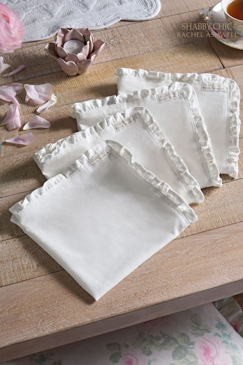 Shabby Chic by Rachel Ashwell® White Ruffle Trim Set of 4 Napkins (467609) | £24