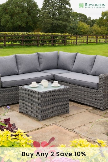 Rowlinson Grey Garden Bunbury Rattan Effect Corner Sofa Set with Coffee Table (467876) | £1,900