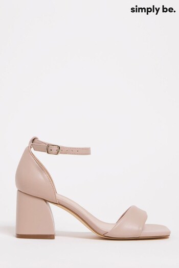 Simply Be Nude Stone Barely There Block Heel Sandals in Extra Wide Fit (468420) | £29