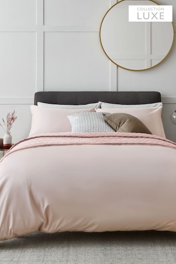 Blush Pink Collection Luxe 400 Thread Count 100% Egyptian Cotton Sateen Duvet Cover And Pillowcase Set (468528) | £50 - £82