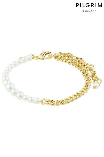 PILGRIM Gold RELANDO Beaded Bracelet with Glass Pearls (468638) | £35