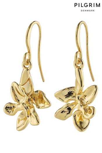 PILGRIM Gold Riko Recycled Earrings With Flower Pendant (468953) | £28