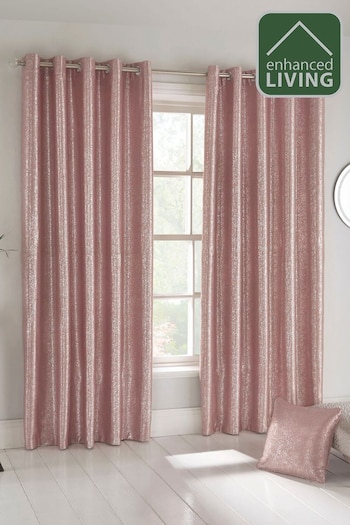Enhanced Living Pink Halo Ready Made Thermal Eyelet Blackout Eyelet Blackout/Thermal Curtains (469055) | £40 - £85