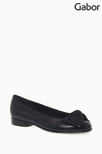 Gabor Black Leather Ballerina Shoes (469374) | £80