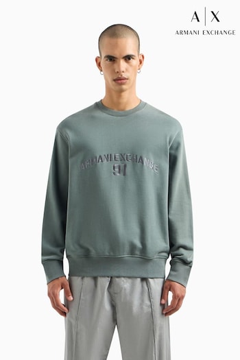 Armani embroidered Exchange Green Varsity Logo Sweatshirt (469585) | £130