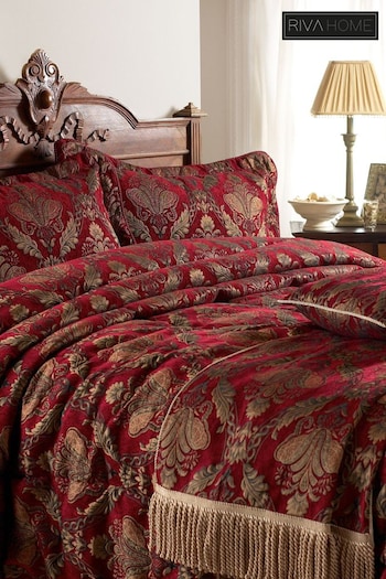 Riva Home Red Shiraz Chenille Embroidered Throw (469700) | £155