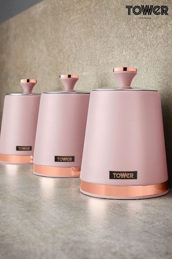 Tower Set of 3 Pink Cavaletto Canisters (469712) | £33